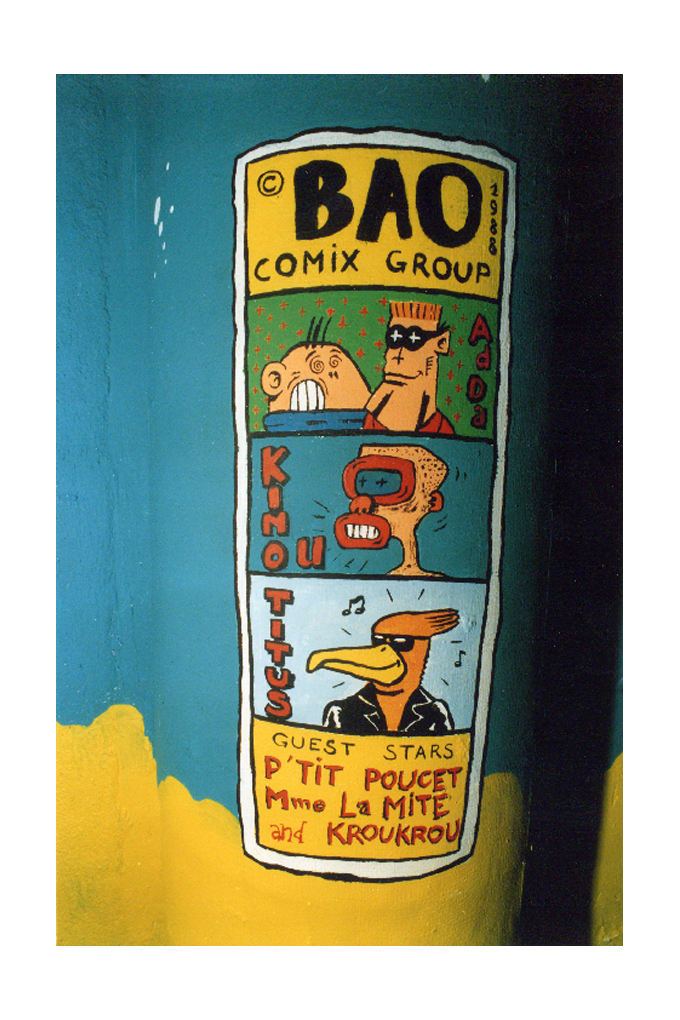 Cartouche de marquage Philippe Pitet (Kinou) avec la BAO Comix Group - Bad Painting urbain - 1988