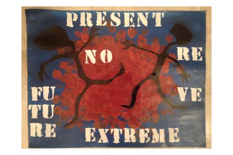 Photo de dessins au pochoir de Philippe Pitet - 1979