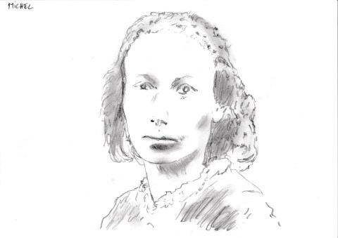 Dessin au crayon de Louise Michel de Philippe Pitet - Plasticien