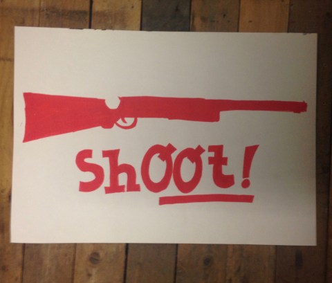 Photo du dessin "Shoot" de Philippe Pitet pour Imagerie de Combat - 2018