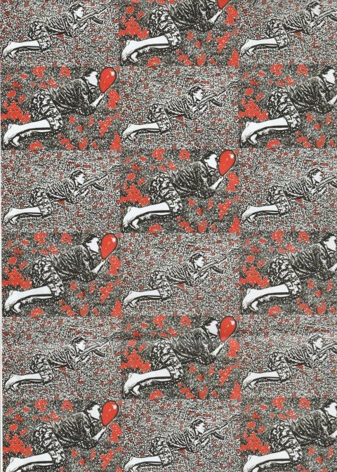 Extrait de papier peint "Puisqu'Elle Est Partout Elle Est Partie" - Installation et dessins hilippe Pitet - 2014