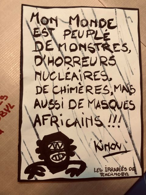 Philippe Pitet (Kinou) Tract et cartel pour l'exposition "Les irradiés de Tchernobyl" - NGA Toulouse 1986