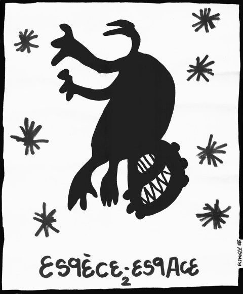 Espèce - Espace 2, dessin de Philippe Pitet - Encre sur papier 1986