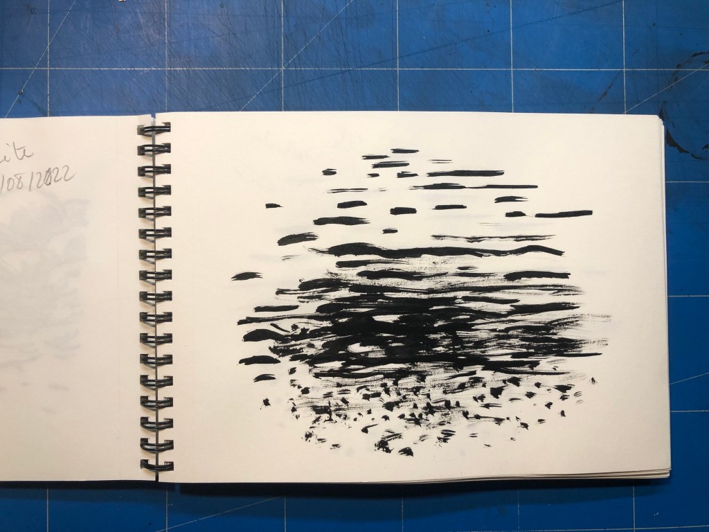 Photographie d'une page d'un carnet "Aiga - La cartographie sensible de l'eau" du plasticien Philippe Pitet - Carnet de Sète 2022