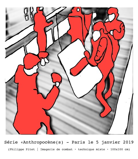 Dessin extrait de la série : "Anthropocène (s)" de l'artiste plasticien Philippe Pitet - 2019