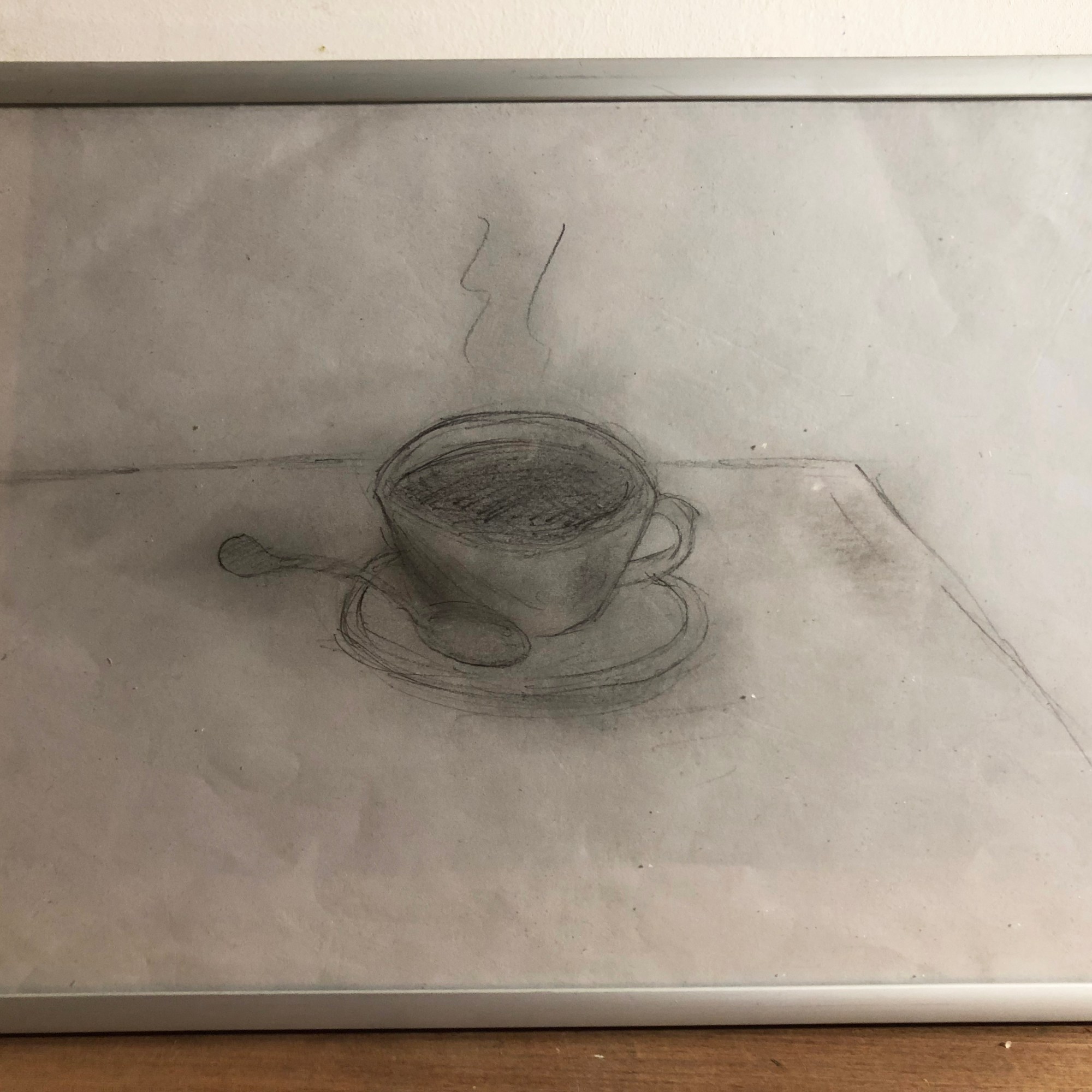 Dessin de Philippe Pitet artiste plasticien à la mine de graphite sur papier A4. Série Soins de pandémie" - 2021 lors de la journée des ouvertures des ateliers d'artistes en novembre 2022