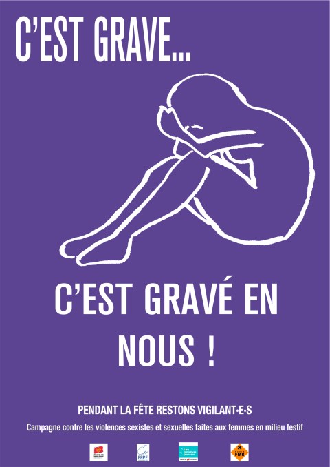 Affiche créée par le plasticien Philippe Pitet dans le cadre d'atelier de jeunes en QPV pour une campagne de prévention de violences sexuelles et sexistes faites aux femmes en milieu festif