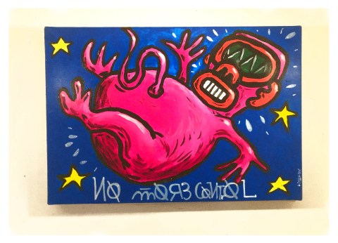 Photographie d'une toile du plasticien Philippe Pitet présentée en 1986 dans le cadre de l'exposition "Les Irradiés de Tchernobyl" - Décembre 1986