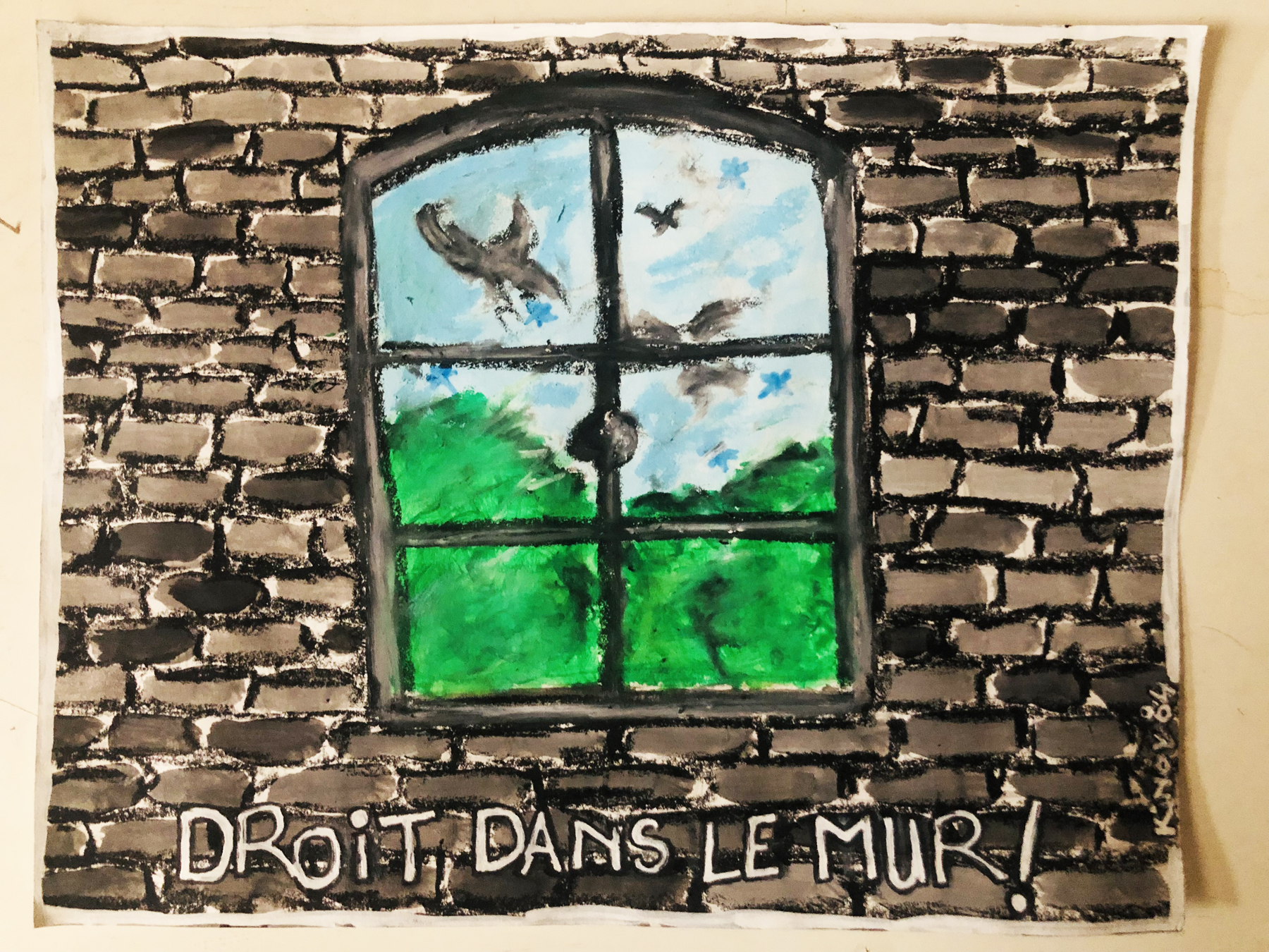 Dessin Acrylique et Pastels sur papier de l'artiste plasticien Philippe Pitet - Format A4 - 1984