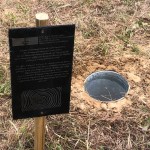 Photo d'une partie de l'installation "Microbassines" du plasticien Philippe Pitet au cœur de l'Utoparc de Lahage (31) - 2023