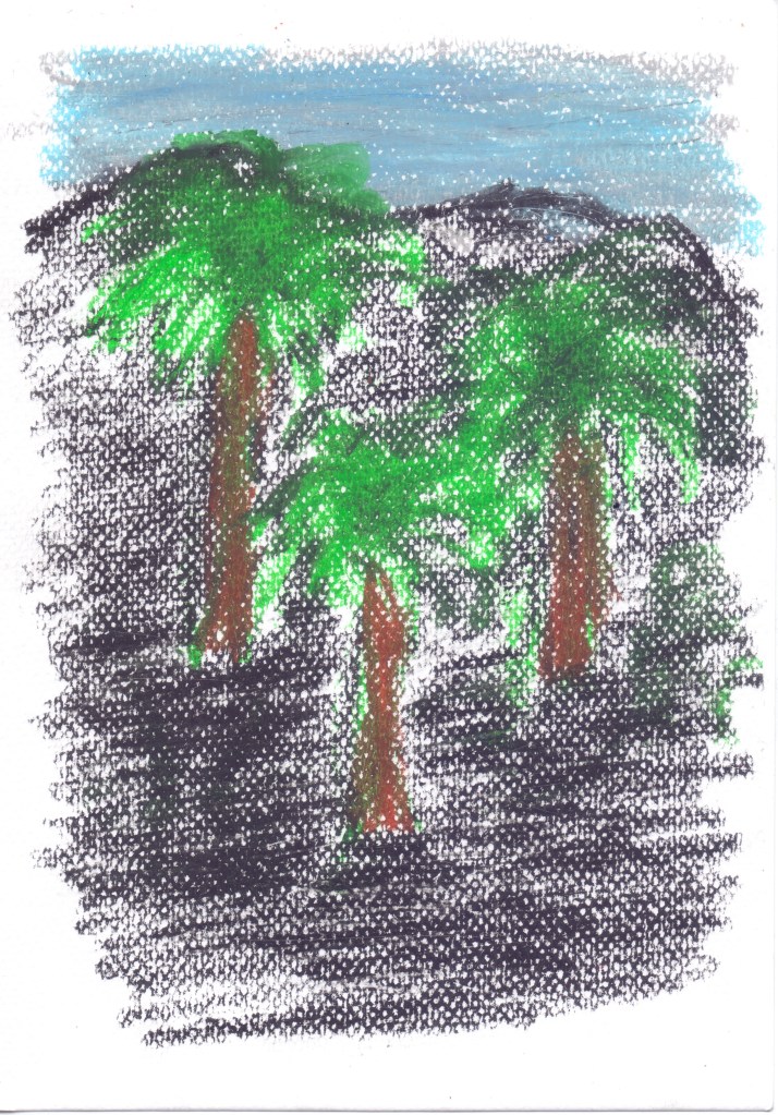 dessin au pastel gras de la série "Lanzarote - À la recherche des Frères Berque" du plasticien Philippe Pitet - Avril-Mai 2026