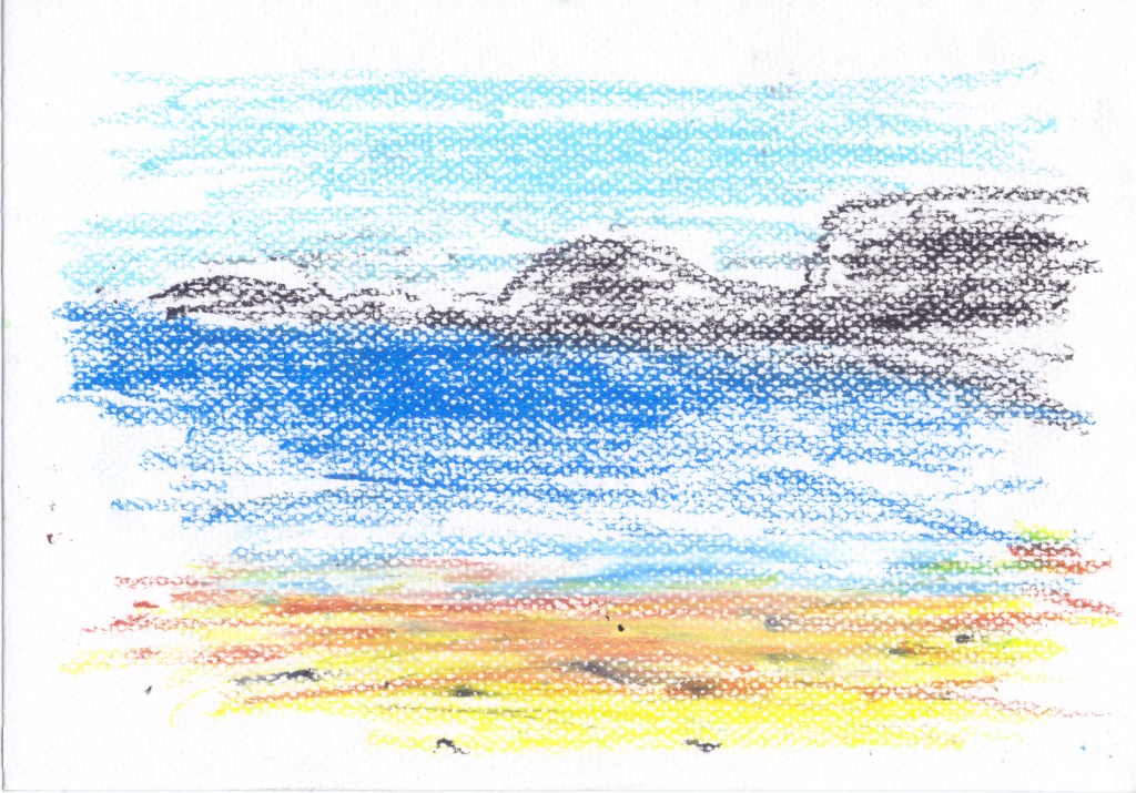dessin au pastel gras de la série "Lanzarote - À la recherche des Frères Berque" du plasticien Philippe Pitet - Avril-Mai 2026