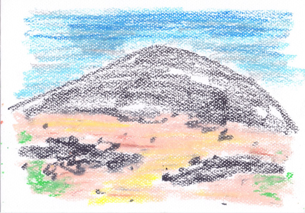 dessin au pastel gras de la série "Lanzarote - À la recherche des Frères Berque" du plasticien Philippe Pitet - Avril-Mai 2026