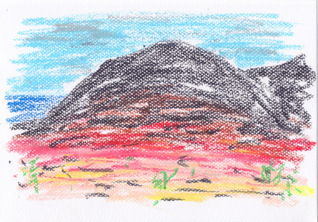 dessin au pastel gras de la série "Lanzarote - À la recherche des Frères Berque" du plasticien Philippe Pitet - Avril-Mai 2026