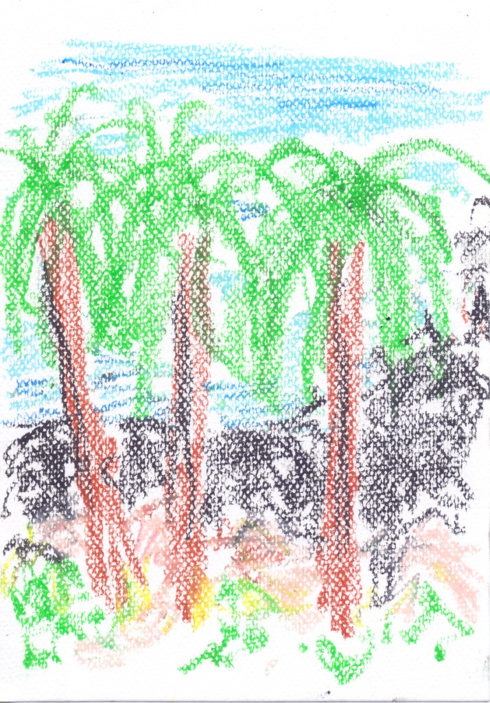 dessin au pastel gras de la série "Lanzarote - À la recherche des Frères Berque" du plasticien Philippe Pitet - Avril-Mai 2026