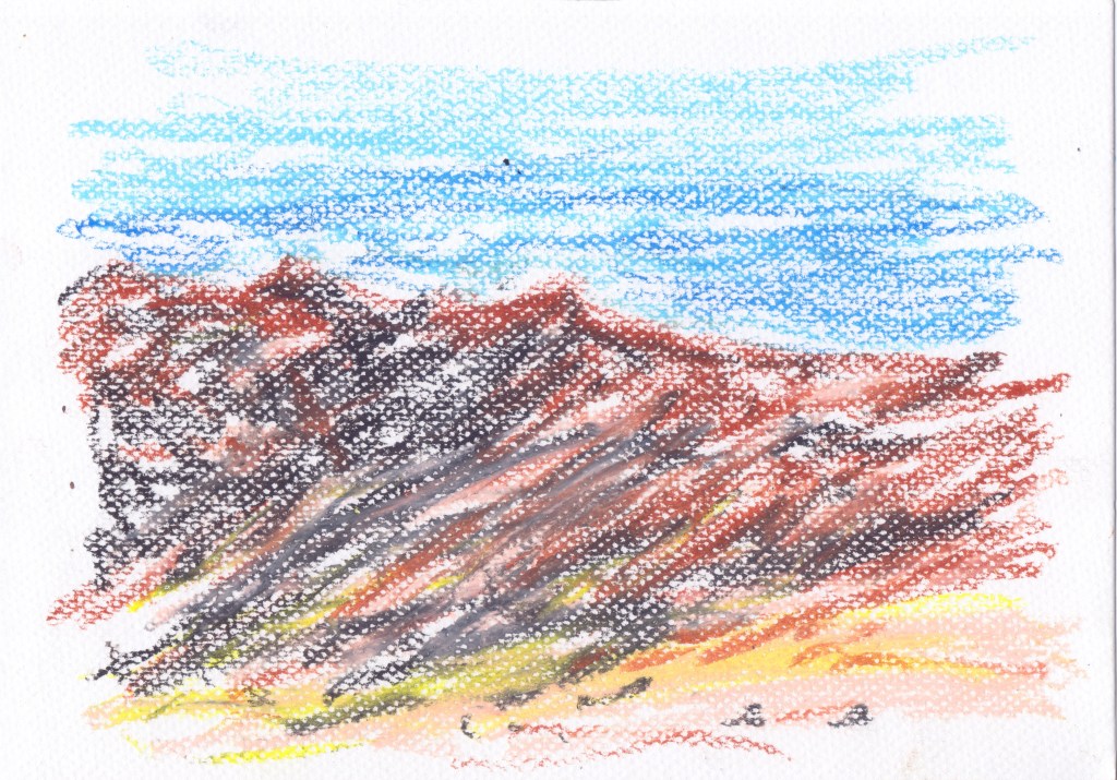 dessin au pastel gras de la série "Lanzarote - À la recherche des Frères Berque" du plasticien Philippe Pitet - Avril-Mai 2026