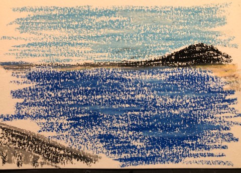 Photo d'un dessin au pastel gras de la série "Lanzarote - À la recherche des Frères Berque" du plasticien Philippe Pitet - Avril-Mai 2026